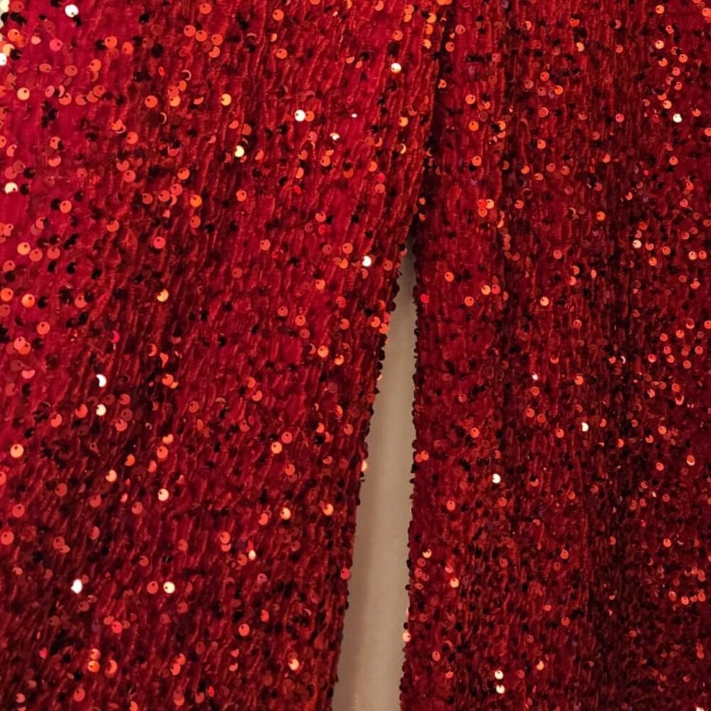 Women's Cherry Red Bellbottoms with Sequins